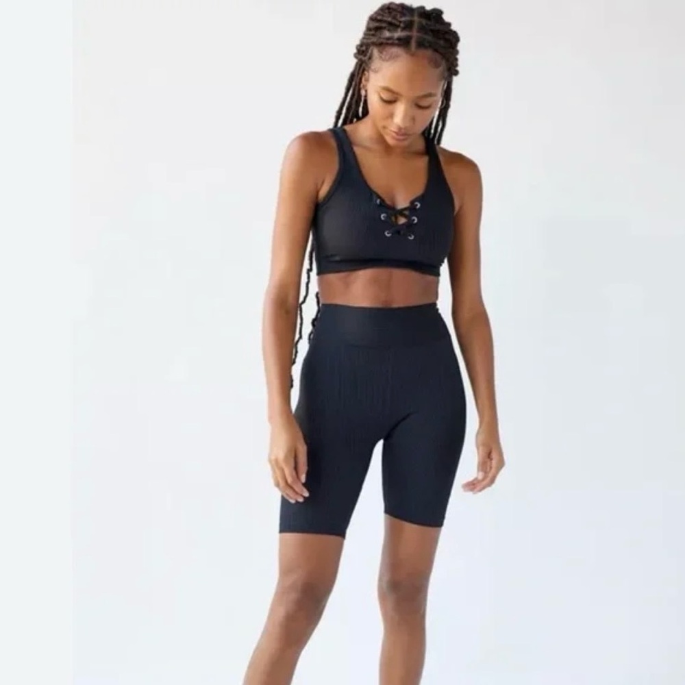 Year of Ours black ripped biker shorts